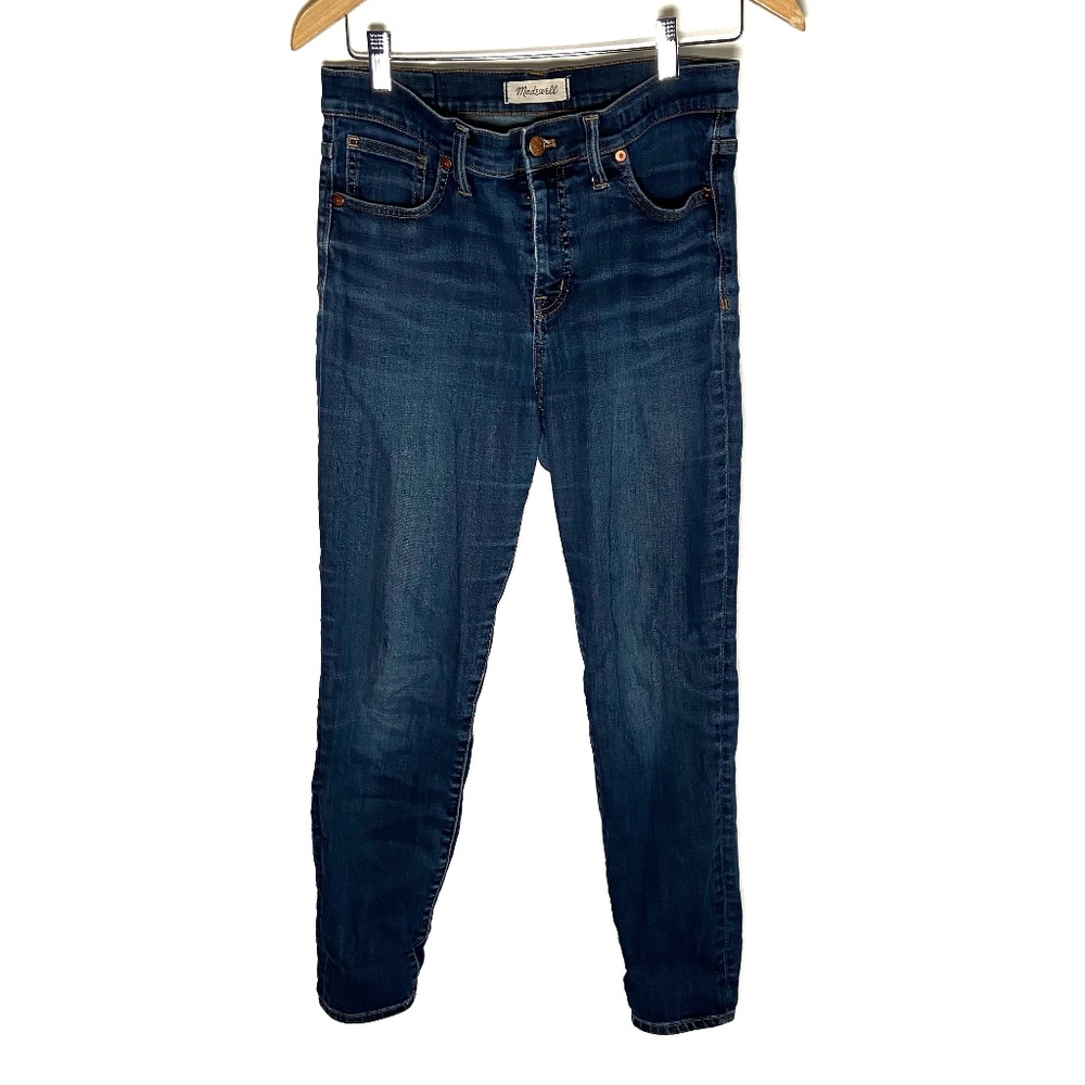 Madewell 9” high rise dark wash skinny jeans